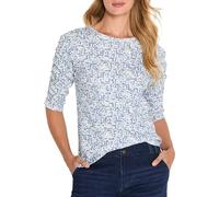 NIC+Zoe GEO Print Ruched Elbow Sleeve TEE, Blue Multi, XXL