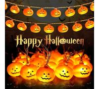 NICAI Kitchen Halloween Pumpkin LED String Lights, Battery Operated 10 LED Decorative Lights for Halloween Indoor & Outdoor, Festive Pumpkin Lanterns with Spooky Glow