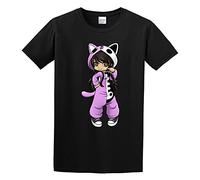 nicai Men's Aphmau Cartoon Simplicity Short Sleeve T-Shirt Black L