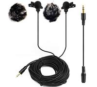 Nicama LVM2 Dual-Head Lavalier Lapel Microphone with 2 Windscreen Muffs for DSLR Camera Canon Nikon Sony Camcorders Tablet Smartphone Audio Recorder ZOOM TASCAM PC