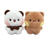 nicamaikoo-shop 2PCS Bubu Dudu Plush Keychain Kawaii Cartoon Statue Bears Panda Figurine Cute Key Chains for Women Girl Backpacks Keys