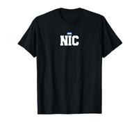 Nicaragua Country Code with Flag Trendy College Font T-Shirt