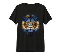 Nicaragua Flag Lion Face Majestic Animal Premium T-Shirt