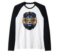 Nicaragua Flag Lion Face Majestic Animal Raglan Baseball Tee