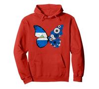 Nicaragua Flag Pride Nicaraguan Roots Butterfly Women Girls Pullover Hoodie