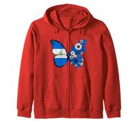 Nicaragua Flag Pride Nicaraguan Roots Butterfly Women Girls Zip Hoodie