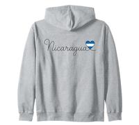 Nicaragua Handwritten Script Flag Heart Zip Hoodie