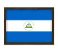 Nicaragua National Flag Vexillology World Flags Country Region Poster Artwork Framed Wall Art Print A4 Artery8 Brown One Size