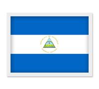 Nicaragua National Flag Vexillology World Flags Country Region Poster Artwork Framed Wall Art Print A4 Artery8 White One Size