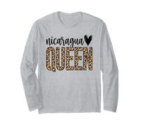Nicaragua Queen Latina Pride Leopard Print Long Sleeve T-Shirt