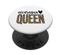 Nicaragua Queen Latina Pride Leopard Print PopSockets Adhesive PopGrip