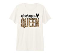 Nicaragua Queen Latina Pride Leopard Print Premium T-Shirt