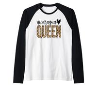 Nicaragua Queen Latina Pride Leopard Print Raglan Baseball Tee