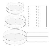 NICAVKIT 11 Piece Cake Plate Set, Cake Base Round Acrylic Cake Boards - 6 Pieces Cake Discs Circle Base Plates Cake Stand with Centre Hole - 2 Comb Scrapers (4 Patterns) & 3 Dowel Rods