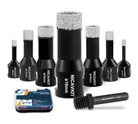 NICAVKIT 8-Piece Diamond Tile Drill Bit Set with Adapter, M14 Diamond Hole Saw Drill Bit Kit 6/8/10/12/14/16/18 mm Diamond Drill Bit Set for Porcelain Tile Granite Marble Tile Drilling