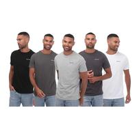 Nicce Men's 5 Pack 100% Cotton T-Shirts - White/Dark Grey/Grey Marl/Black/Charco
