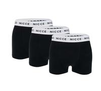NICCE Mens Black 3-Pack Cotton Rich Boxer Briefs With Logo Waistband In Classic Block Colour Design - Size X-Large