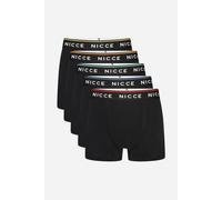 NICCE Mens Black 5-Pack Cotton Rich Boxer Briefs With Logo Waistband And Subtle Coloured Trim - Size Small
