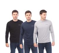 NICCE Mens Julian LS 3 Pack T-Shirts in Black Grey - Size 2XL