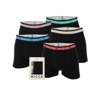 NICCE Mens Lazlow 5 Pack Boxer Shorts in Black Cotton - Size Medium