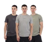 Nicce Mens Petras T-Shirt (Pack of 3) - Charcoal/Light Grey/Olive Green - L - Charcoal/Light Grey/Olive Green