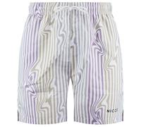 Nicce Men's Stretch Waist White/Lilac Striped Strata Swim Shorts | Size: Medium Nicce Multicolor M