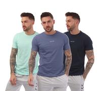 NICCE Mens Tordh 3 Pack T-Shirts in blue navy Cotton - Size 2XL