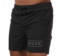 Nicce Stretch Waist Black Graphic Logo Mens Plinth Swim Shorts 1059 W005 0001