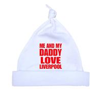 Niccolas B 1 Me and My Dad Love Liverpool Baby White Knotted Hat. Newborn -12 Months with a Choice of 9 Colours RED NB