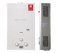 NICCOO 12L LPG Water Heater Propane Gas Water Heater Portable Instant Gas Boiler Tankless Camping Shower White