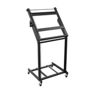 NICCOO 12U Mixer Rack Stand - Adjustable Height DJ Stand, Mobile DJ Table & DJ Controller Stand for Studio, Stage & Home Setup, 2-Tier Audio Equipment Rack with Lockable Wheels, Max Load 100kg, Black