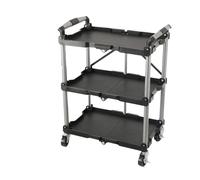 NICCOO 3-Tier Folding Tool Trolley, 165lb Capacity Service Cart with Wheels, Workshop Trolley & Rolling Service Utility Cart for Warehouse, Home, Office - No Assembly, Compact Fold & Brakes