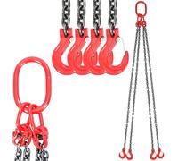 NICCOO 4 Leg Heavy Duty 5T Chain Sling with 8MM x 1.5M G80 Alloy Steel Chain + Grab Hooks
