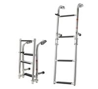 NICCOO 4 Step Folding Boat Ladder Marine Pontoon Boarding Ladder Non-Slip Step Stainless Steel Boat Accessories