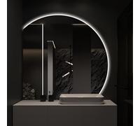 Niccy Half Moon LED Mirror for Bathroom, 36" Semi Backlit Mirrors Frameless Makeup Mirror with Light, Anti-Fog, Shatter-Proof, 3 Colors, Smart Vanity Mirrors