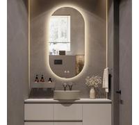Niccy Oval LED Bathroom Vanity Mirror, 48x24inch Frameless Backlit Mirror with Light, Smart Anti-Fog Waterproof Mirror with Memory Function Dimmable Lighted Mirror