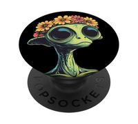 Nice Adorable Alien with Flowers on Its Head PopSockets Adhesive PopGrip