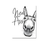 Nice Ass Bathroom Print Funny Sign Decor Vintage Donkey Poster Black White Butt Canvas Painting Wall Pictures Home Decor No Frame (Color : A, Size : 40x50cm No Frame)