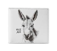 Nice Ass Funny Donkey Bifold Wallet with ID Window Leather Slim Wallet RFID Blocking Compact Purse for Men Women