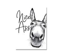 Nice Ass Quote Funny Sign Vintage Donkey Poster Black White Wall Art Canvas Pictures Prints for Toilet Bathroom Decor 40x60cm Frameless