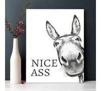 Nice Ass Wall Art - The Nice Ass Cheeky Donkeys Bathroom Canvas Art, Vintage Donkeys Arts Prints Black White Canvas Painting, Housewarming Gift For Toilet Restroom Living Room Hallway, 12x16 Inch