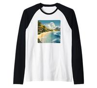 Nice Beach Houses with Palm Trees for Ocean Lovers Raglan Baseball Tee