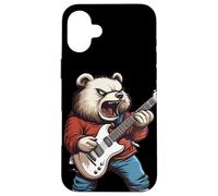 Nice Bear with Rock'n Roll Guitar Costume Case for iPhone 16 Plus