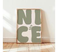 Nice Bum Art Print | Funny boho sage green Neutral Bathroom Print, Typography Print, olive restroom bedroom decor 30x40cm Frameless