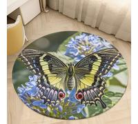 Nice Butterfly Round Area Rug Non Slip Floor Mat Rug Washable Low Pile Indoor Circle Carpet Soft Floor Protector Mat Pad for Bedroom Living Room Kitchen Office Decor 80 * 80cm