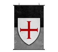 Nice Captain Medieval Coat of Arms With Crown Scroll Poster Middle Ages Banner Prints Wall Art Home Decor 75x50cm (Knights Templar)