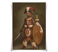 Nice Captain Portrait of 99 Great Kings, Queens and Rulers of the World Poster Fabric Material Print Fine Art Decor (Shaka Zulu)