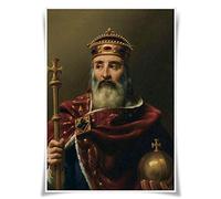 Nice Captain Portraits of Kings of France Poster Fabric Prints A3 Size Wall Art Home Decor (#02 Charlemagne)