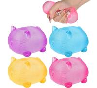 Nice Cat Ice Cube Squishy Toys, 4PCS Doh Kitty Stress Balls for Adults Kids, Sensory Stress Relief Toys Fidget Cubes, Squeeze Balls for Autism Anxiety Relief Stocking Fillers