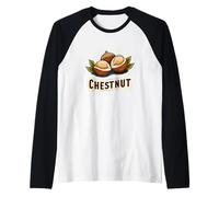 Nice Chestnut Emblem Costume for Fall Nuts Lovers Raglan Baseball Tee